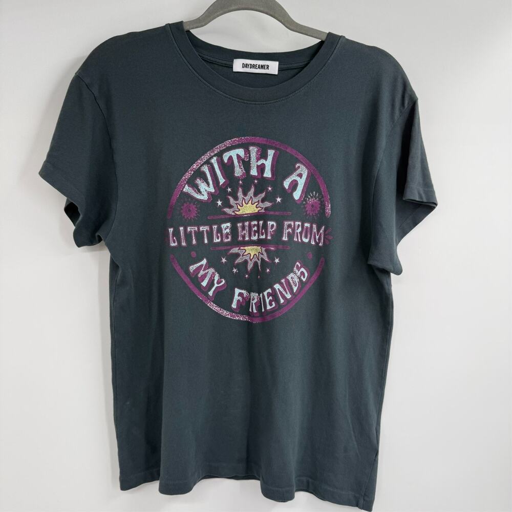 Daydreamer Shirt Womens Small Gray Beattles Graphic Print Band Tee Boho